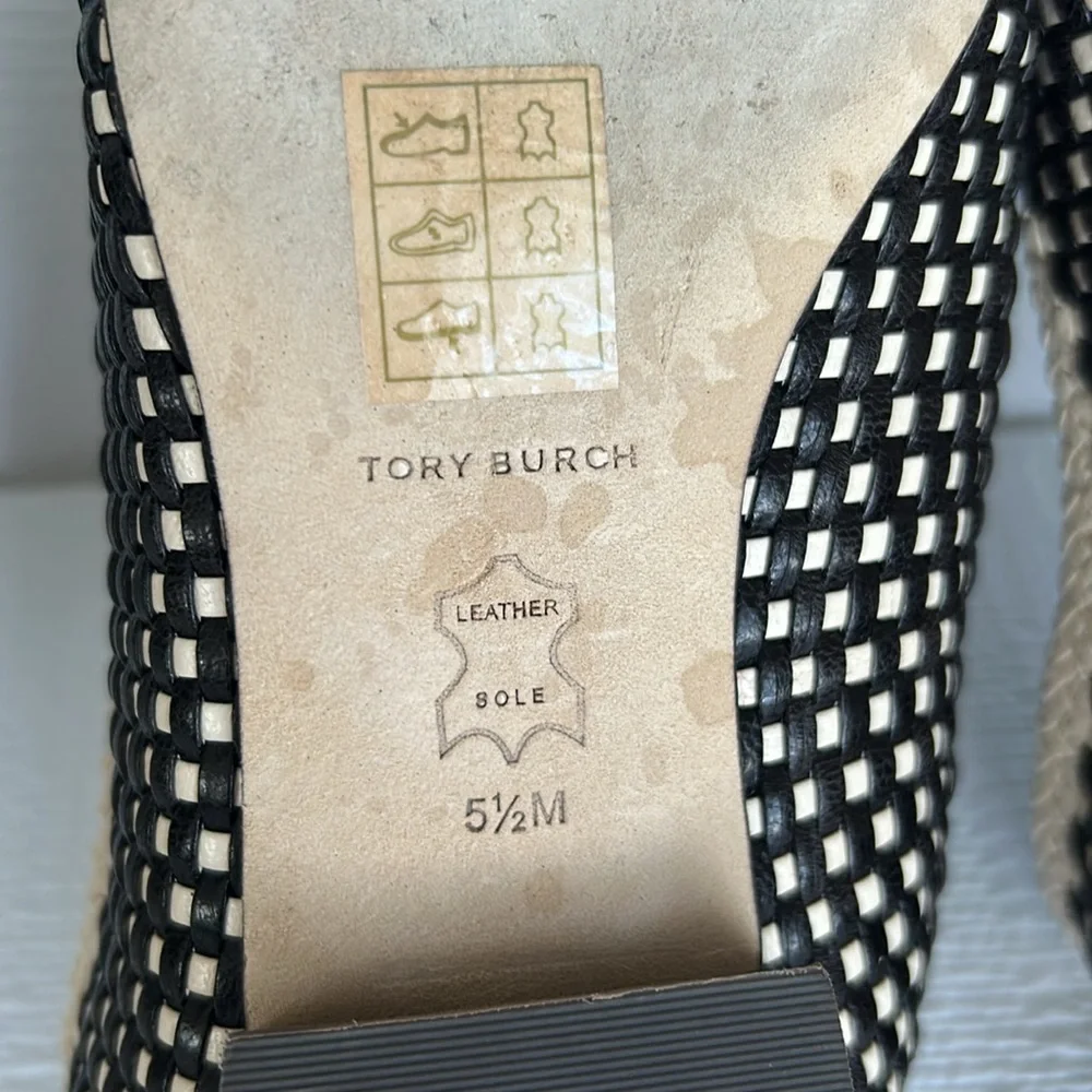 Tory Burch Black and Cream Checkered Flats - Picture 7 of 16